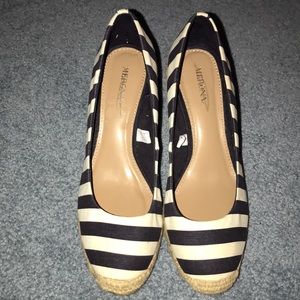 Merona White and Navy Stripes Wedges